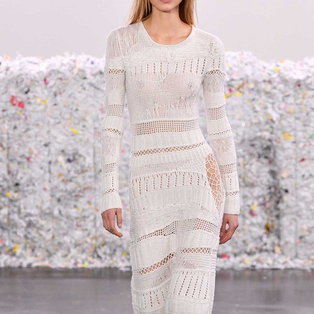 New With Tag Gabriela Hearst Valeria Mixed-Knit Cashmere Sweater Dress XS Ivory